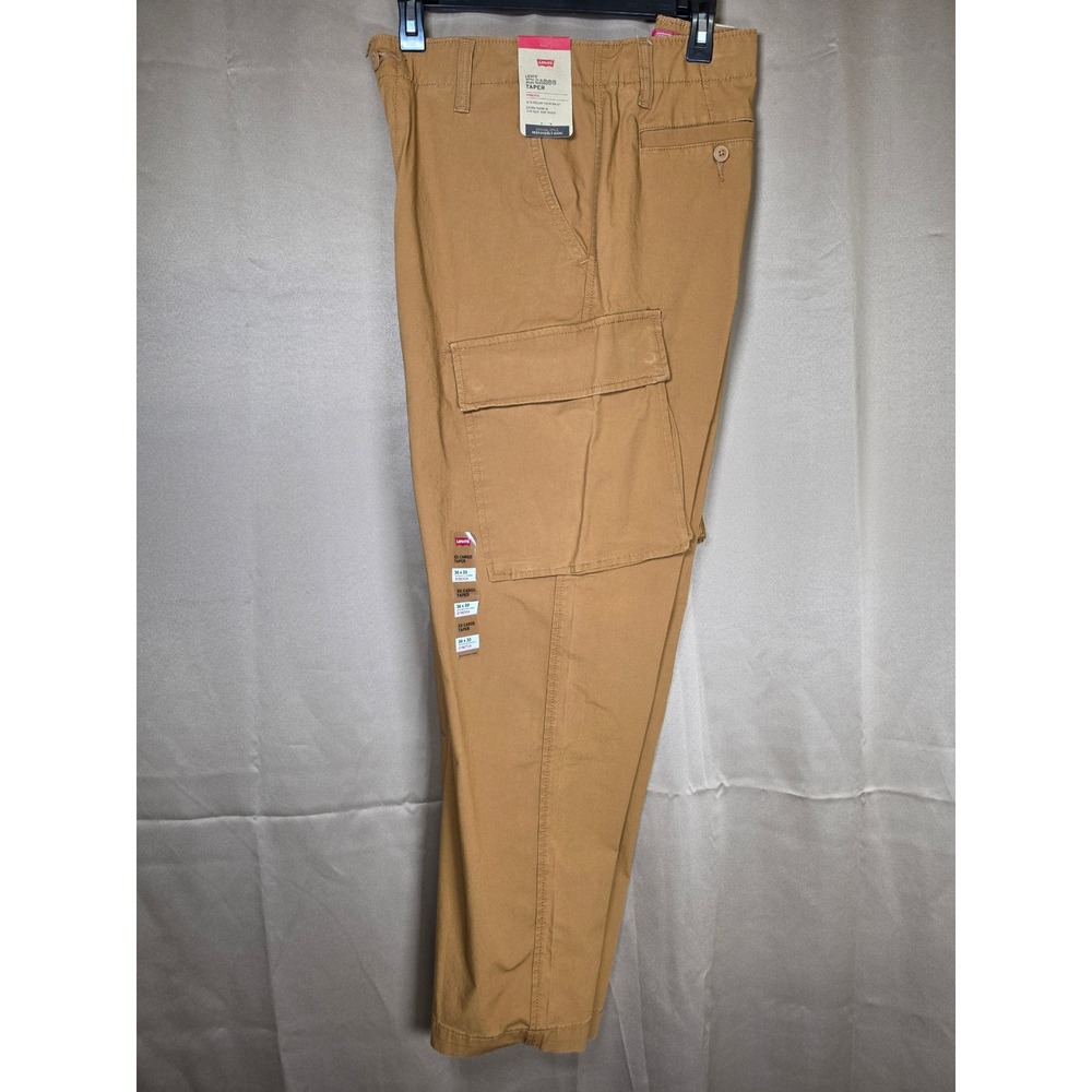Levis XX Cargo Taper Pants Mens 36x30 Stretch Khaki Brown, NWT